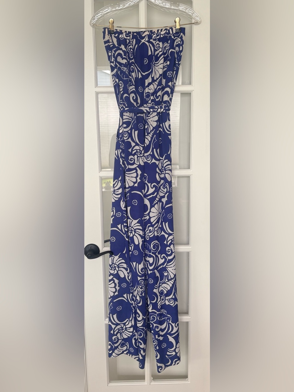Lilly Pulitzer Strapless purple and White Floral Small Maxi Jumper